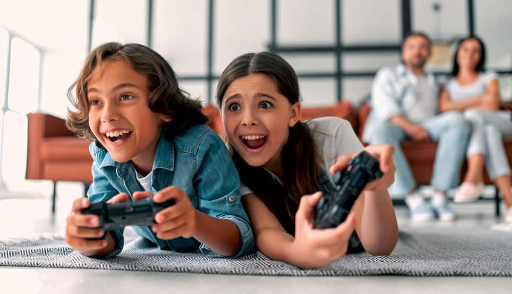 Children gaming with reliable home internet